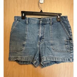 Vintage Y2K Xhiliration Jean Shorts Sz 11 Cargo Pockets Light Blue Jorts